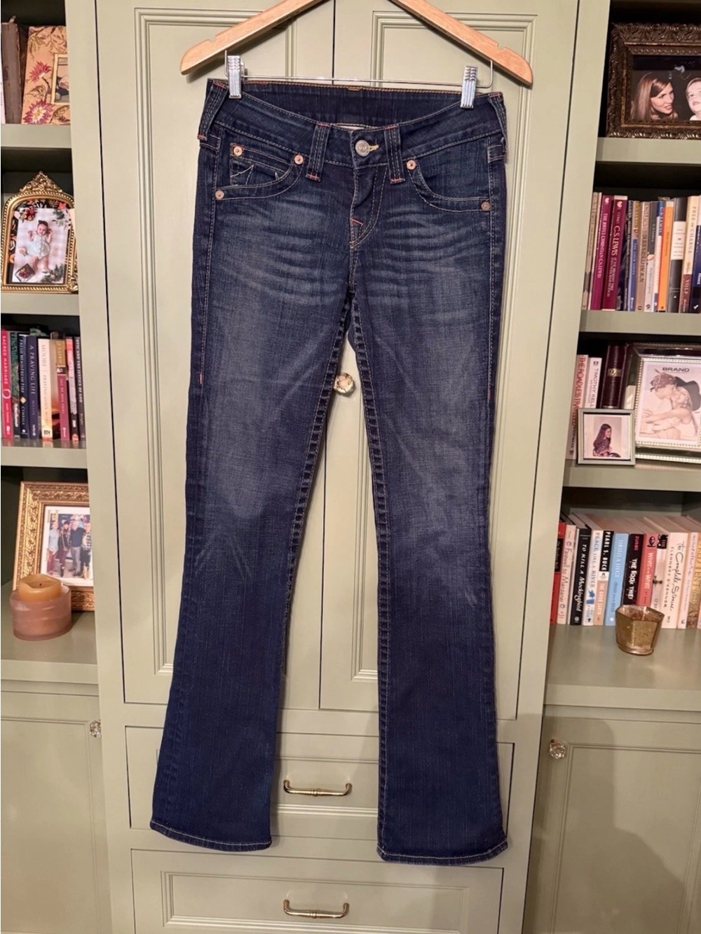 True Religion Vintage Y2K Sexy Low Rise Bootcut Dark Indigo Jeans Size 27